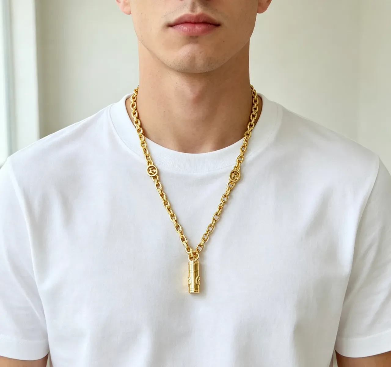 Gucci Gold Curb Chain Interlocking G Logo Links Necklace 7