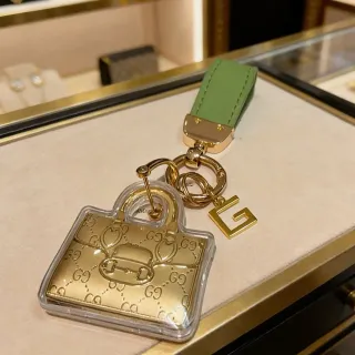 Gucci Gold Green Miniature Bag-Shaped GG Monogram Embossed Handbag