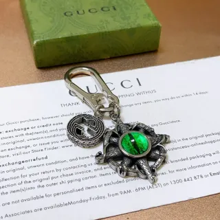 Gucci Green Silver Metal Cabochon Stone Jewelry