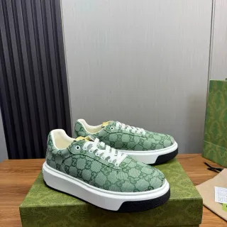 Gucci Verde Blanco GG Monogram Jacquard Canvas Plataforma Suela Lifestyle Sneakers