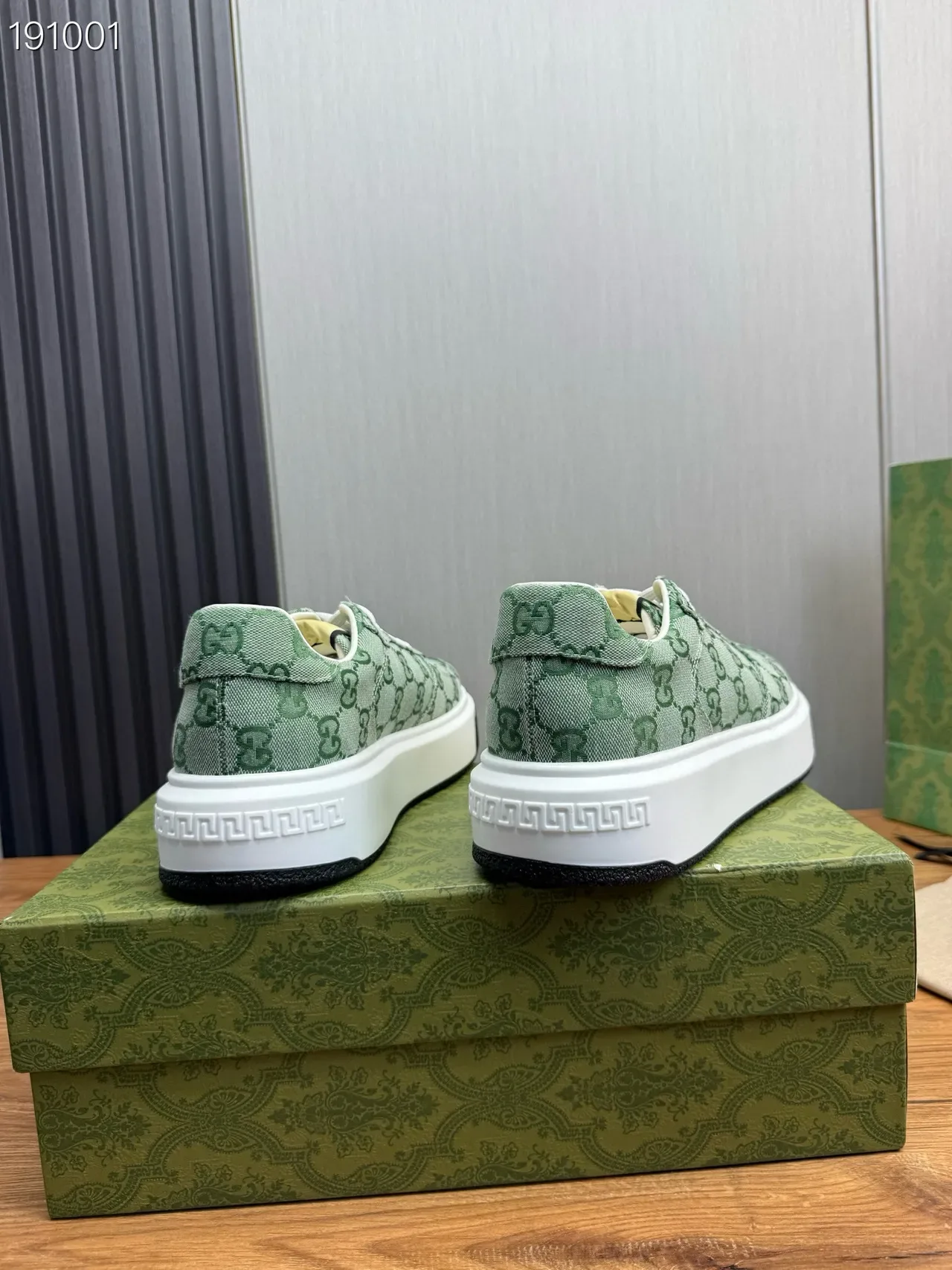 Gucci Verde Branco GG Monogram Jacquard Canvas Sola de Plataforma Tênis Lifestyle 2