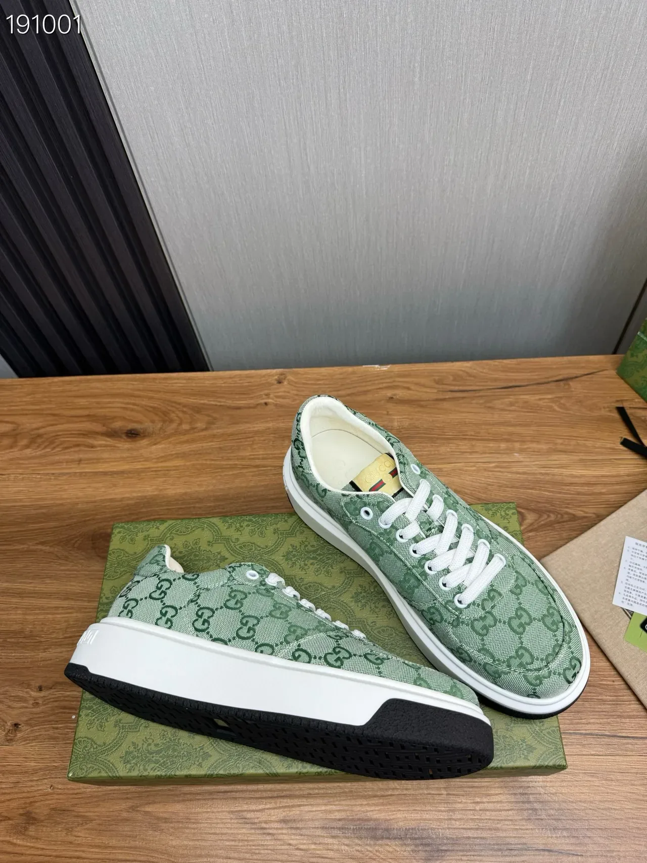 Gucci Verde Branco GG Monogram Jacquard Canvas Sola de Plataforma Tênis Lifestyle 7