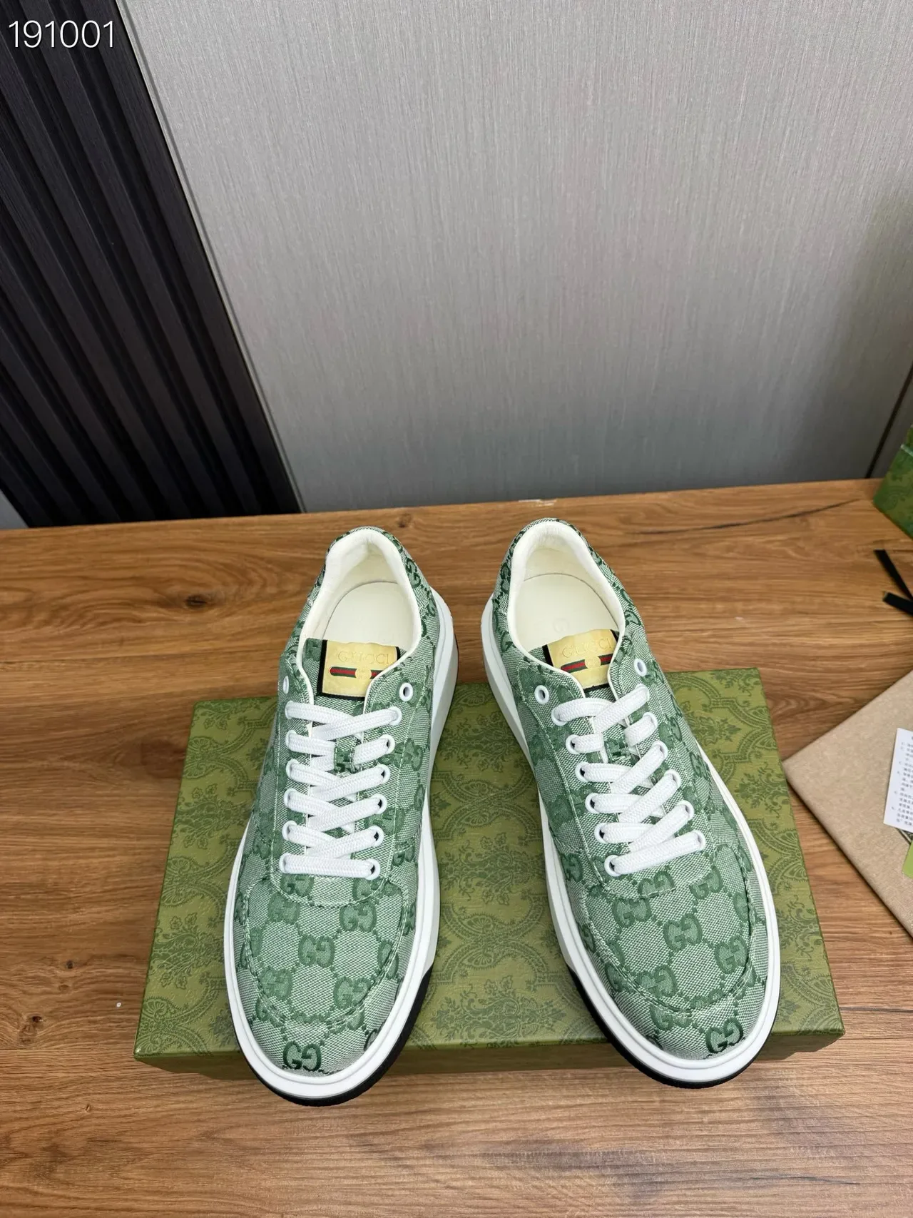 Gucci Verde Branco GG Monogram Jacquard Canvas Sola de Plataforma Tênis Lifestyle 8