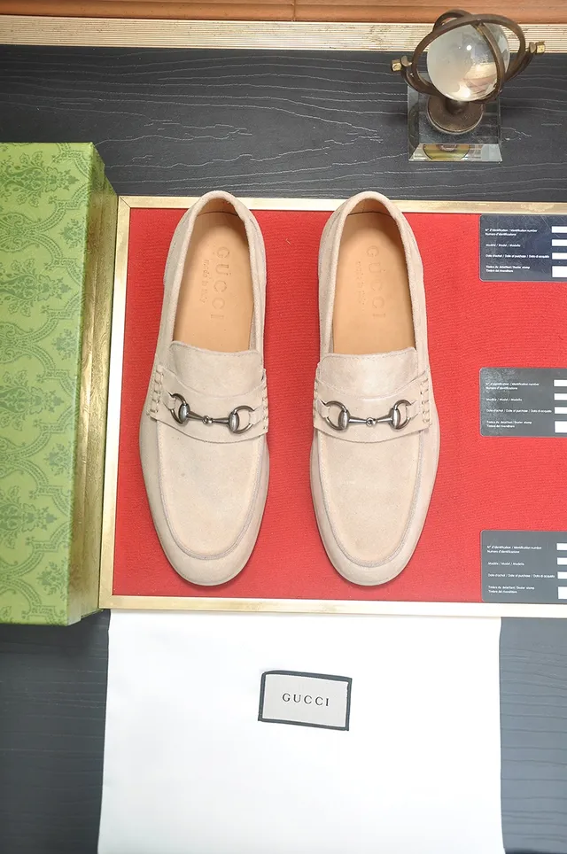 Gucci Horsebit 1955 Beige Suede Loafers 5