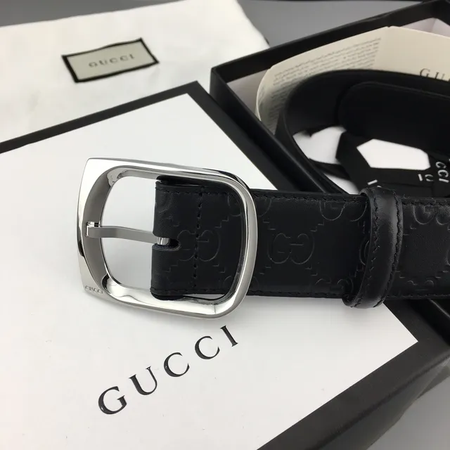 Gucci Horsebit 1955 Black Embossed GG Leather Belt 3