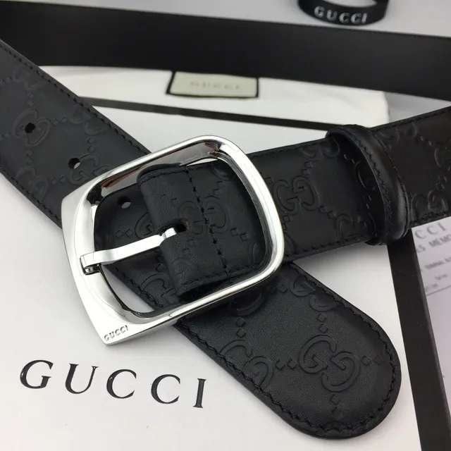 Gucci Horsebit 1955 Black Embossed GG Leather Belt 5