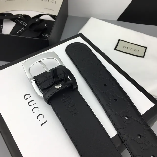 Gucci Horsebit 1955 Black Embossed GG Leather Belt 8