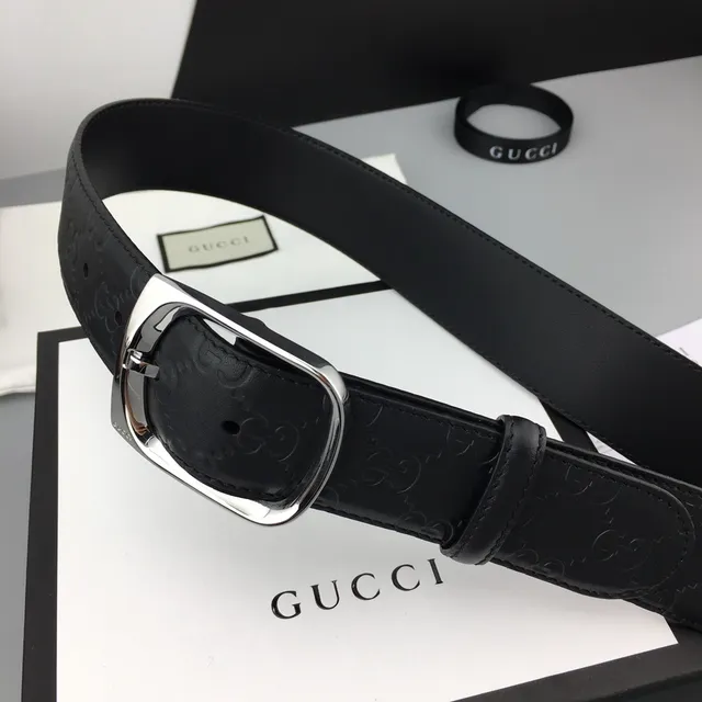 Gucci Horsebit 1955 Black Embossed GG Leather Belt 9