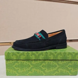 Gucci Horsebit 1955 Mocassim Daim Noir Vert Boucle