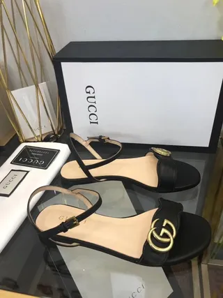Gucci Horsebit 1955 黑色皮革角斗士凉鞋 4