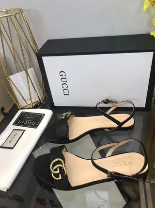 Gucci Horsebit 1955 黑色皮革角斗士凉鞋 5