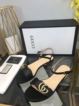 Gucci Horsebit 1955 黑色皮革角斗士凉鞋 8