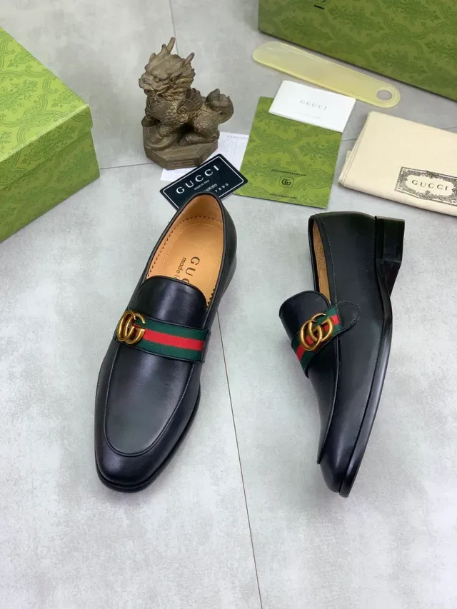Gucci Horsebit 1955 Black Leather Web Stripe Loafer 5