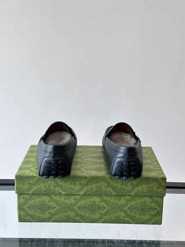 Gucci Horsebit 1955 Black Pebbled Leather GG Loafers 3
