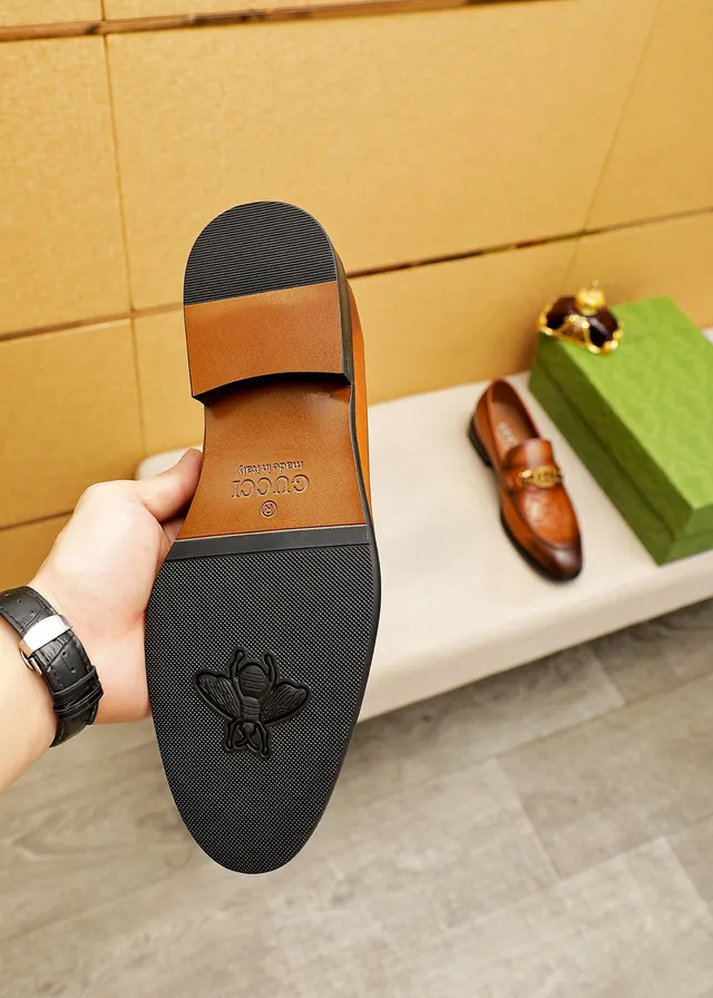 Gucci Horsebit 1955 Marrom Dourado Relevo GG Monograma Fivela Mocassim 2