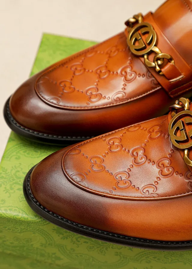 Gucci Horsebit 1955 Marrom Dourado Relevo GG Monograma Fivela Mocassim 4