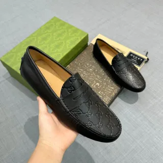 Gucci Horsebit 1955 Embossed GG Mocasines de Cuero Negro