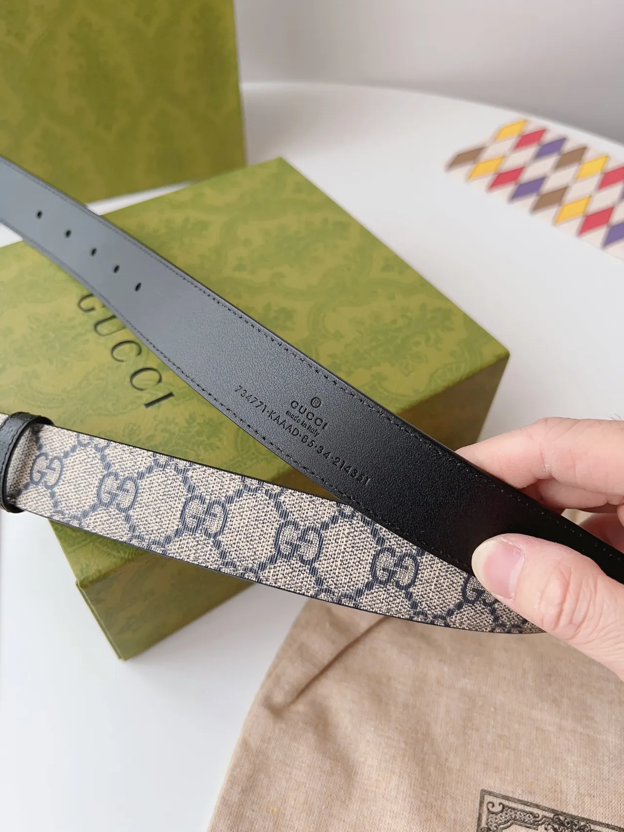 Gucci Horsebit 1955 GG Monogram Canvas and Black Leather Belt 4