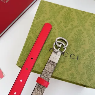 Gucci Horsebit 1955 GG Monogram Lona e Cinto de Couro Vermelho