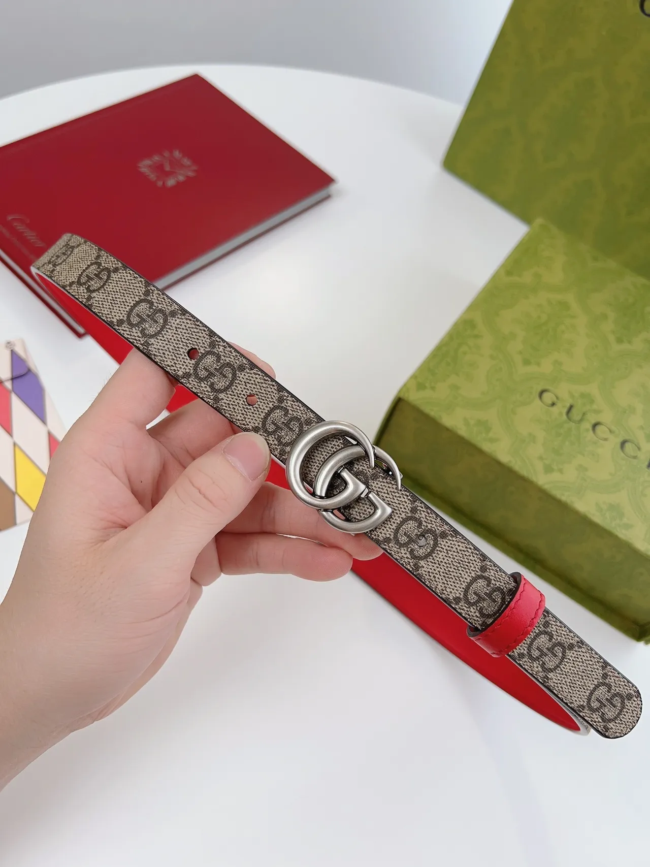 Gucci Horsebit 1955 GG Monogram Canvas and Red Leather Belt 8