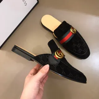 Gucci Horsebit 1955 GG Monogram 麂皮网纹穆勒乐福鞋