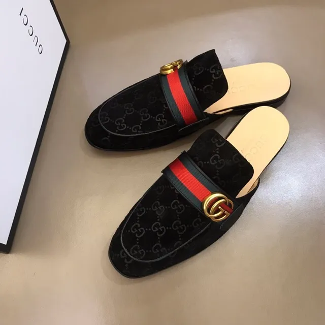 Gucci Horsebit 1955 GG Monogram Mule Loafer de camurça com riscas web 2