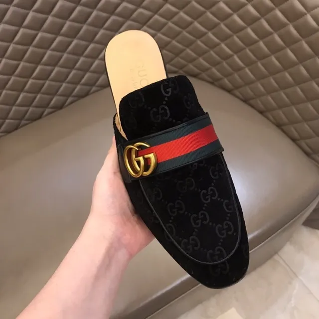 Gucci Horsebit 1955 GG Monogram Mule Loafer de camurça com riscas web 3
