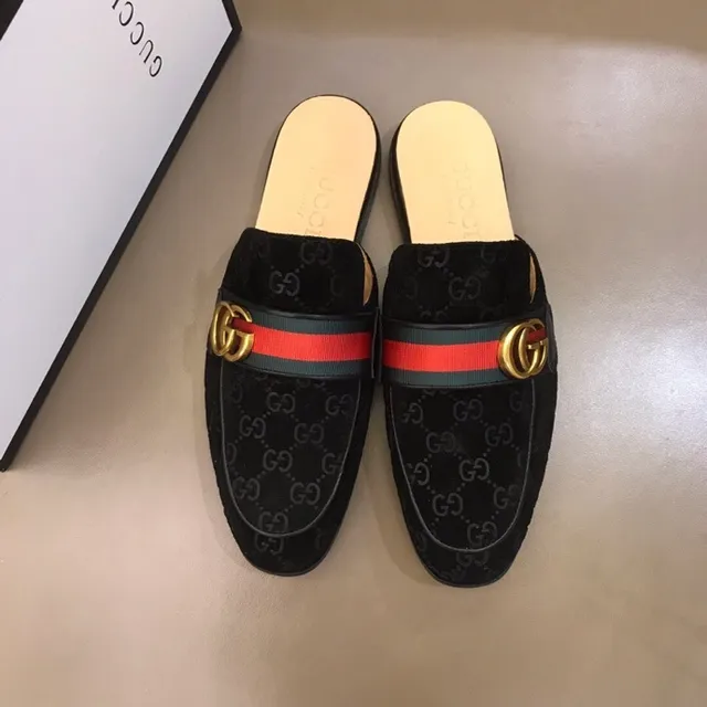 Gucci Horsebit 1955 GG Monogram Mule Loafer de camurça com riscas web 5