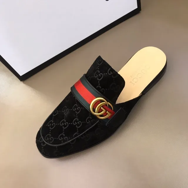 Gucci Horsebit 1955 GG Monogram Mule Loafer de camurça com riscas web 6