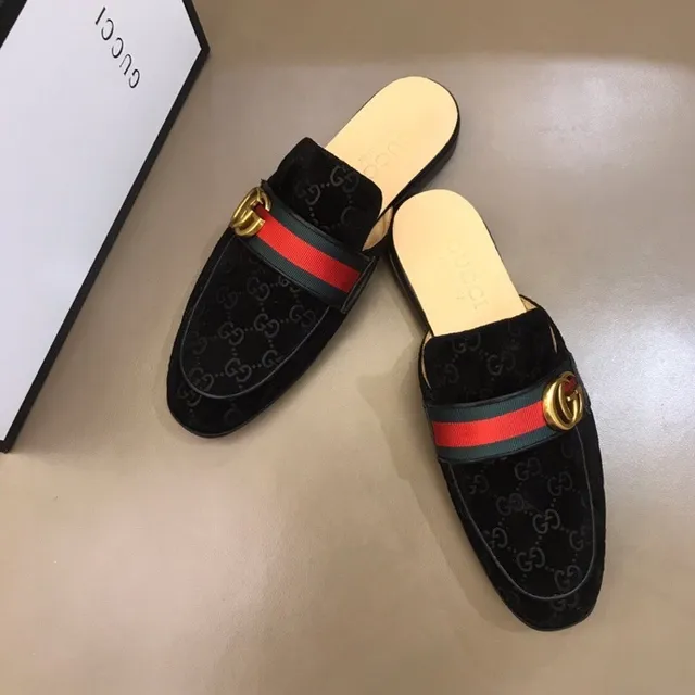 Gucci Horsebit 1955 GG Monogram Mule Loafer de camurça com riscas web 7