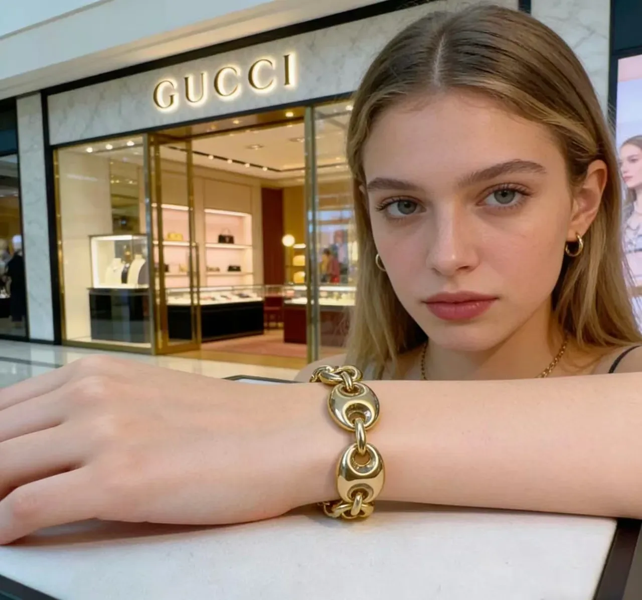 Bracelete Gucci Horsebit 1955 Tono Dourado Maillons Ovais Entrelaçados 2