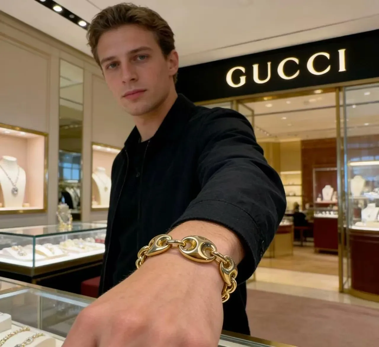Bracelete Gucci Horsebit 1955 Tono Dourado Maillons Ovais Entrelaçados 4