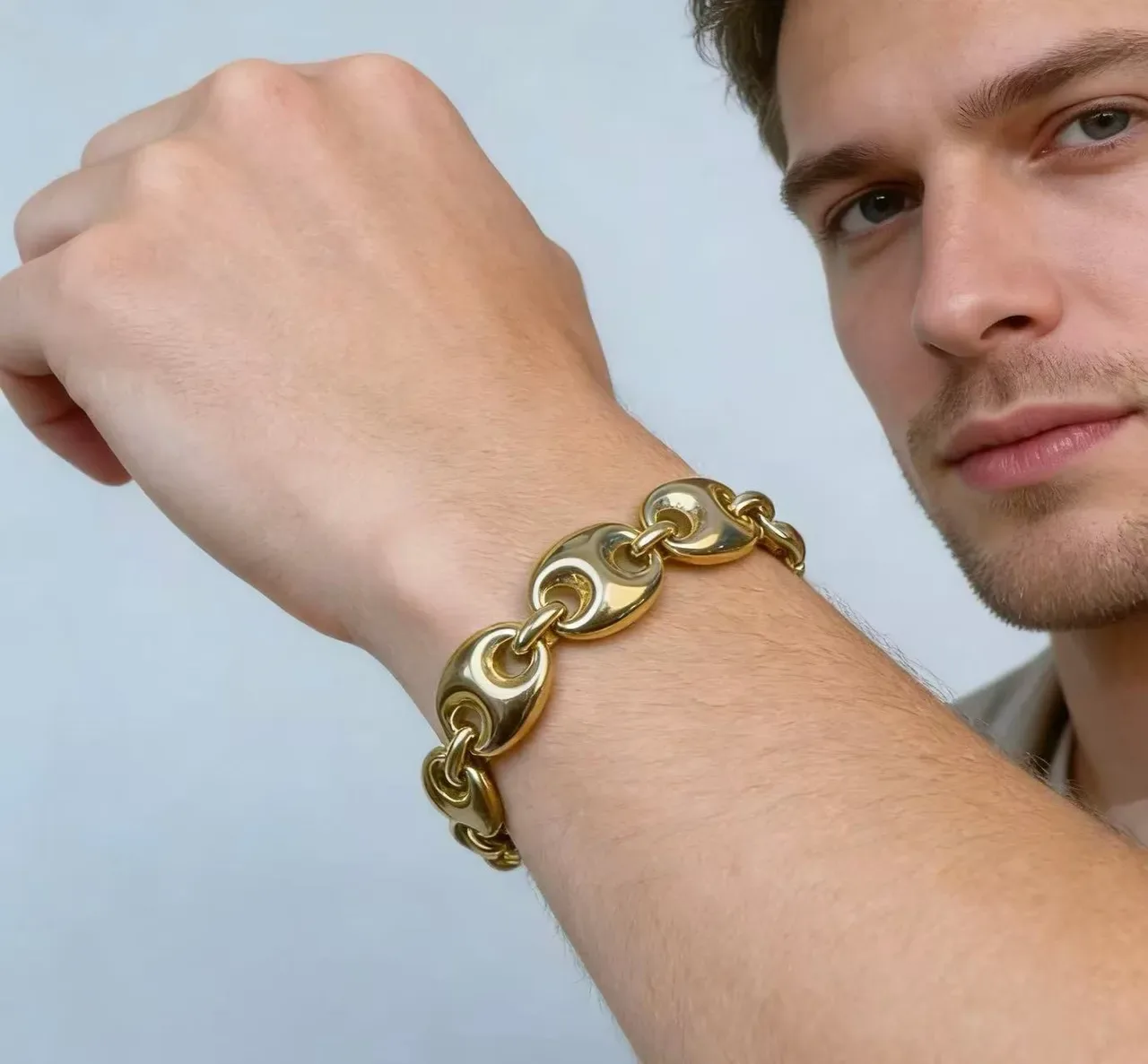 Bracelete Gucci Horsebit 1955 Tono Dourado Maillons Ovais Entrelaçados 5