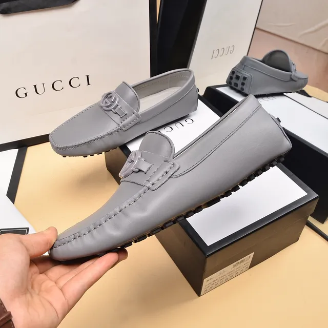 Gucci Horsebit 1955 Mocassins de couro cinza 7