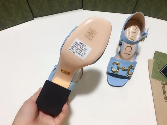 Gucci Horsebit 1955 Light Blue Leather Gladiator Sandals 5