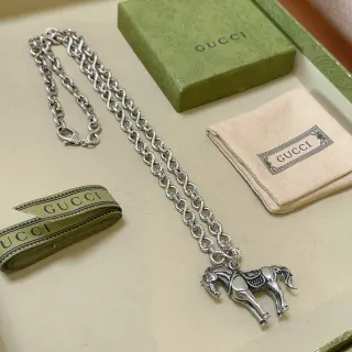 Gucci Horsebit 1955 রূপালি বেইজ Infinity-Link Chain নেকলেস