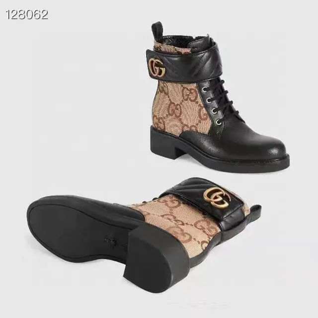 Gucci Le Cagole Black and Beige GG Monogram Ankle Boots 4