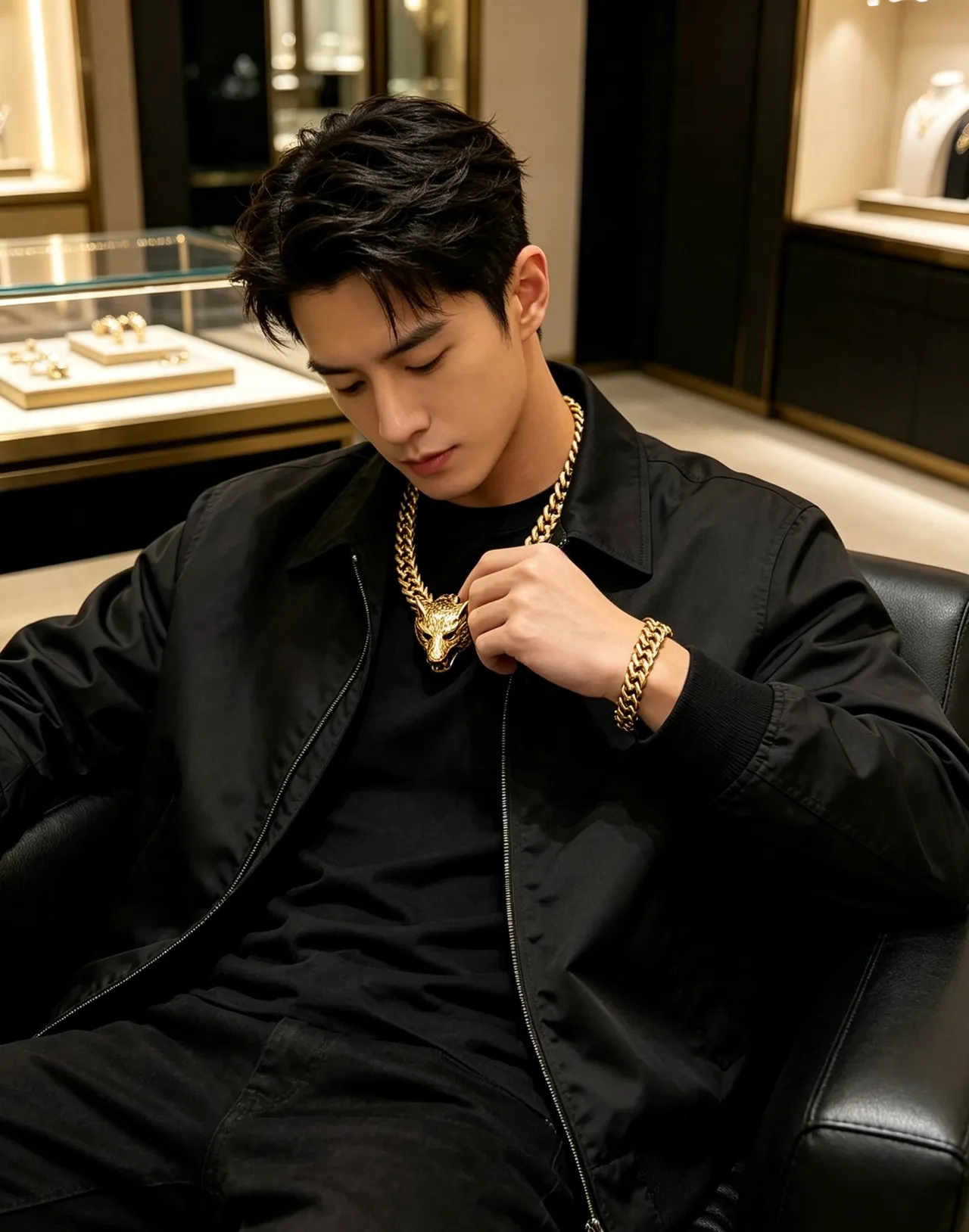 Gucci رأس الأسد المنسوج بلون ذهبي سوار 2