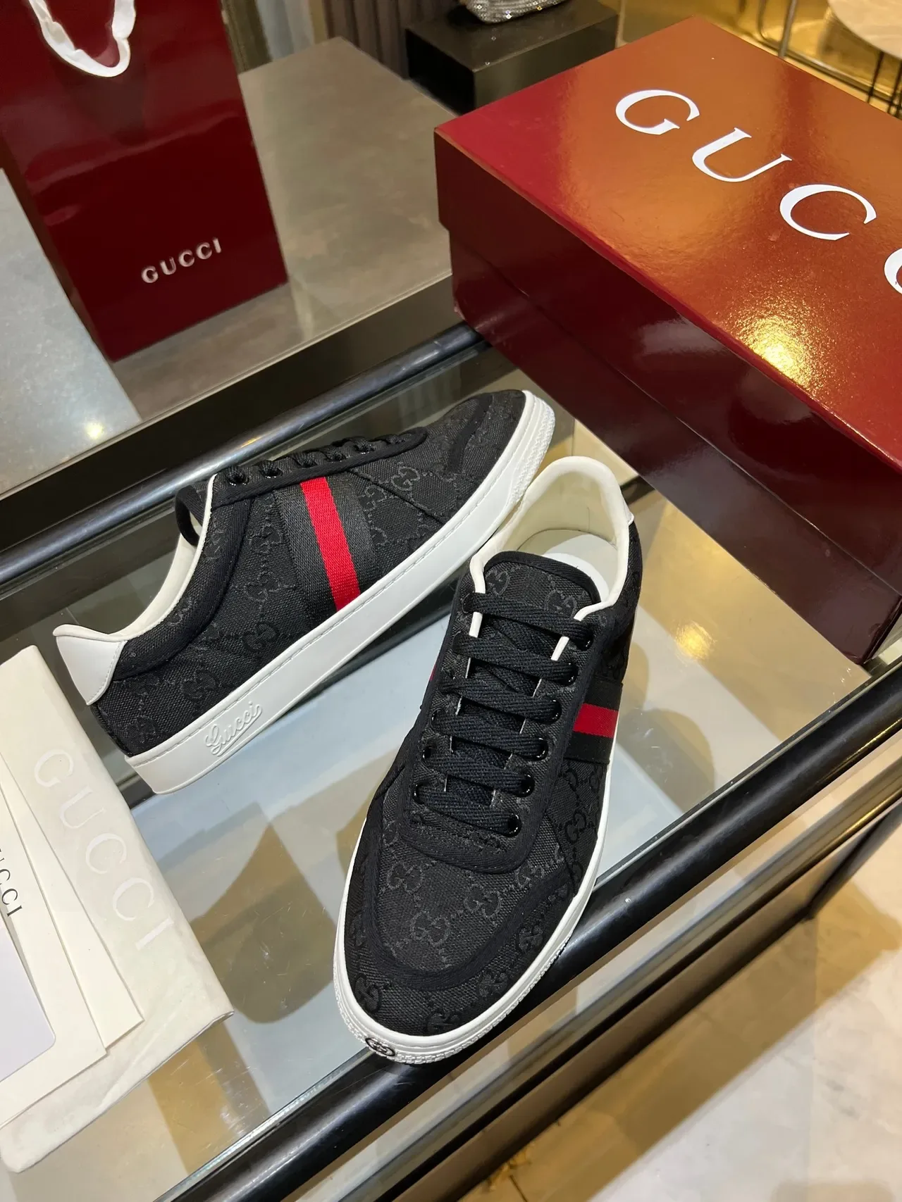 Gucci Monogram Canvas Web Stripe Low-Top Lifestyle Sneakers 3