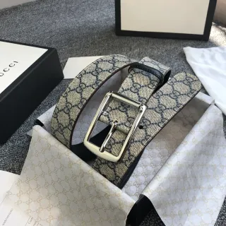 Gucci Ophidia Bege Preto GG Supreme Tela Borda Couro Cinto