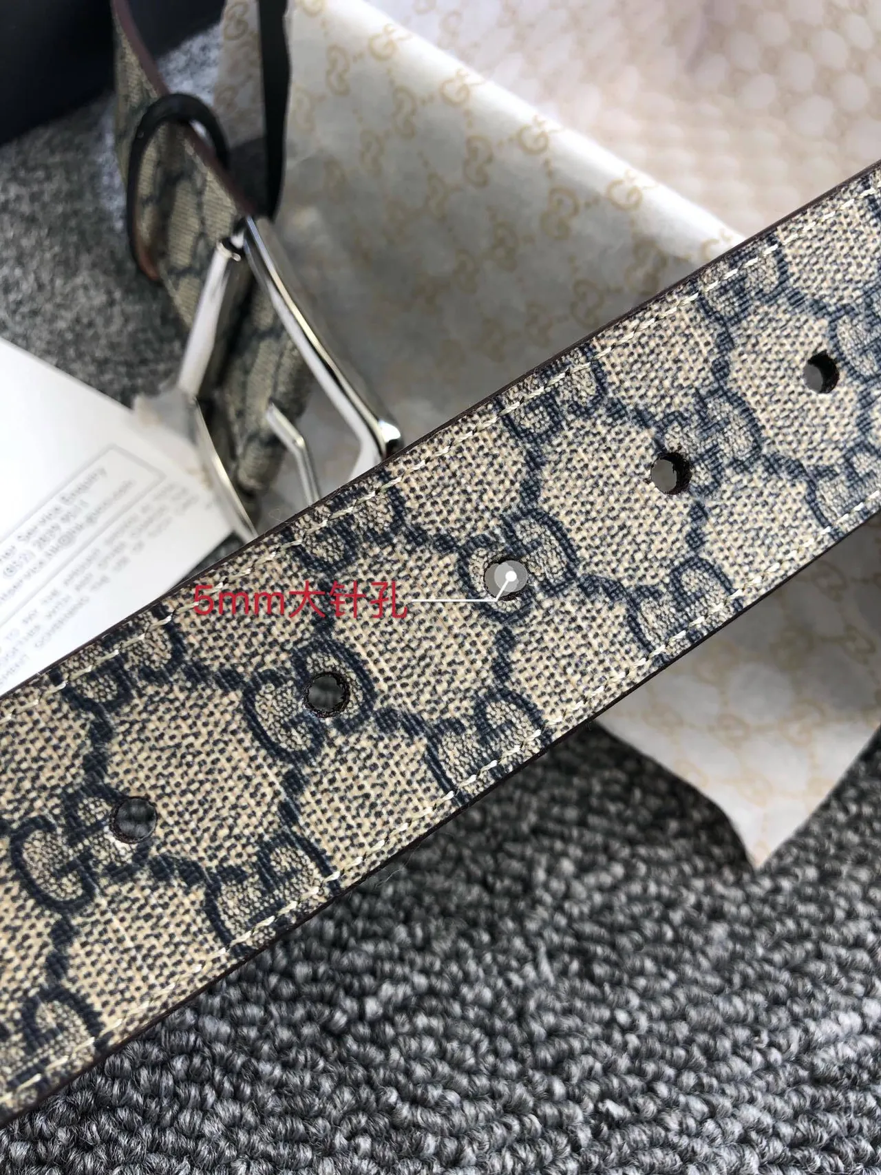 Gucci Ophidia Beige Black GG Supreme Canvas Trim Leather Belt 4