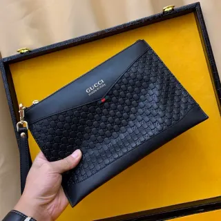 Gucci Ophidia Black Embossed GG Monogram Flap Closure Envelope Clutch