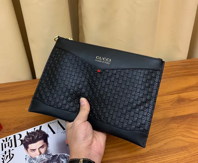 Gucci Ophidia काला एम्बॉस्ड GG Monogram फ्लैप क्लोज़र एनवेलोप क्लच 6