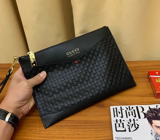 Gucci Ophidia काला एम्बॉस्ड GG Monogram फ्लैप क्लोज़र एनवेलोप क्लच 8