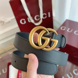 Gucci Ophidia Noir Or Interlocking G Boucle Cuir Lisse Ceinture