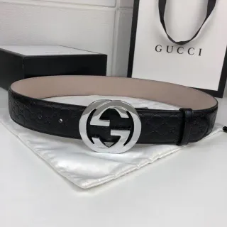 Gucci Ophidia Interlocking G Buckle Ceinture en cuir noir