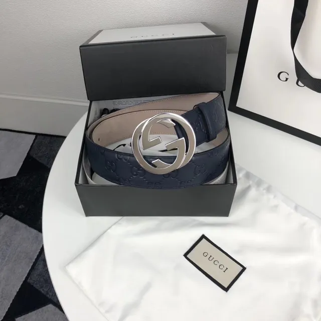 Gucci Ophidia Interlocking G Buckle काले चमड़े की बेल्ट 5