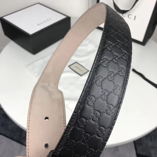 Gucci Ophidia Interlocking G Buckle काले चमड़े की बेल्ट 7
