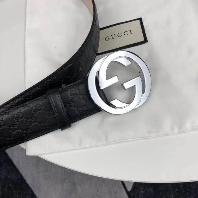 Gucci Ophidia Interlocking G Buckle काले चमड़े की बेल्ट 10