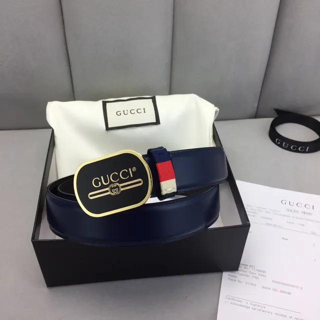 Gucci Ophidia azul marino negro hebilla oval tono dorado hardware cinturón de cuero 5